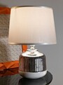 Lampa de masa Lucina, Mauro Ferretti, 1 x E14, 40W, 20x29 cm, ceramica/fier, alb/argintiu