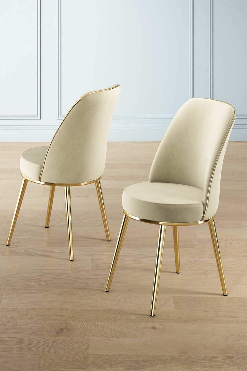 Set scaune 2 piese, Charlotte, Pefa, Crem / Aur