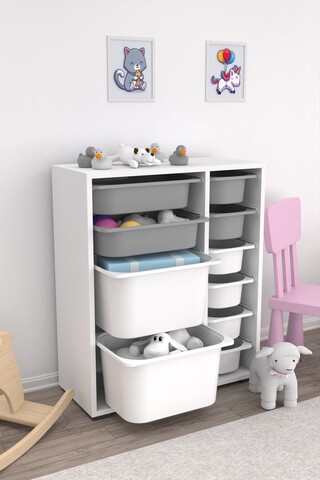Dulap multifunctional, Estella, Zen 2D2K6U, Alb/Gri
