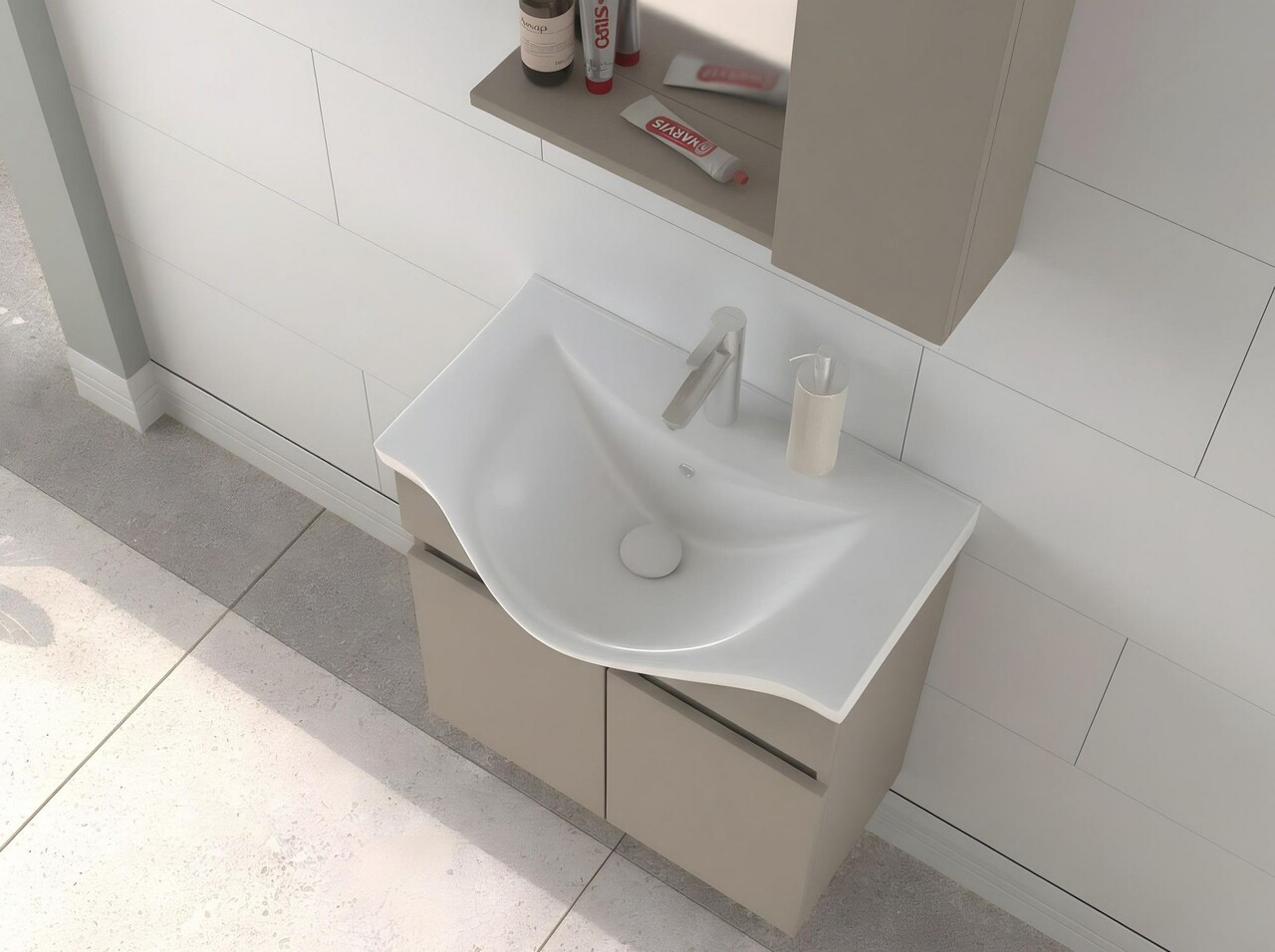 Set mobilier de baie (2 piese), Hanah Home, Sole 65, Latte - view 5