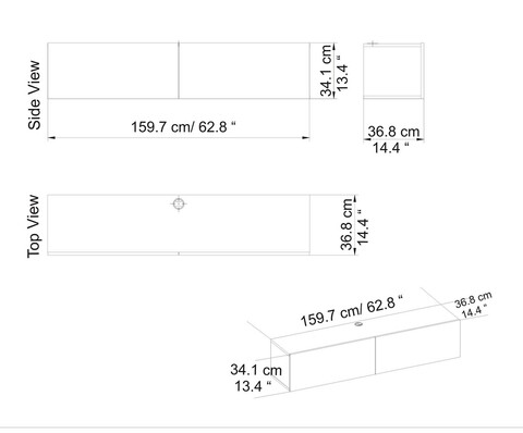 Comoda TV, Retricy, Poling, 159.7x36.8x34.1 cm, PAL, Alb / Nuc