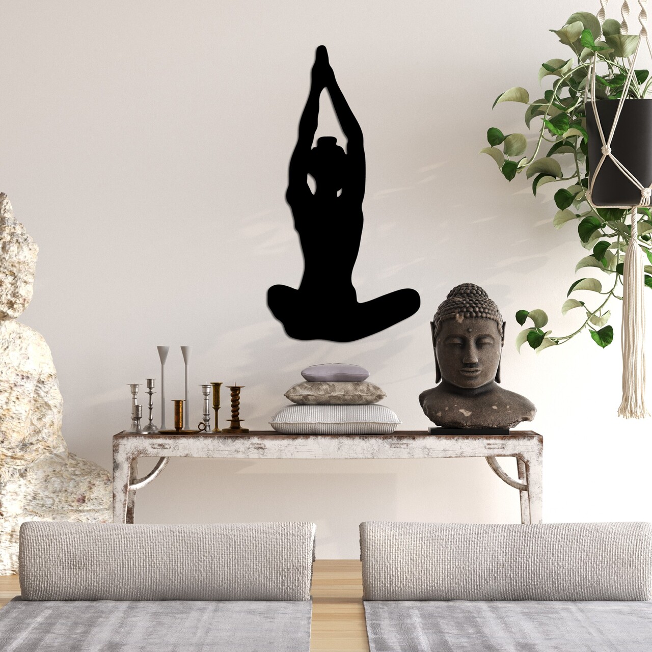 Decoratiune de perete, Yoga 6, Dimensiuni: 31 x 60 cm, Negru - view 2