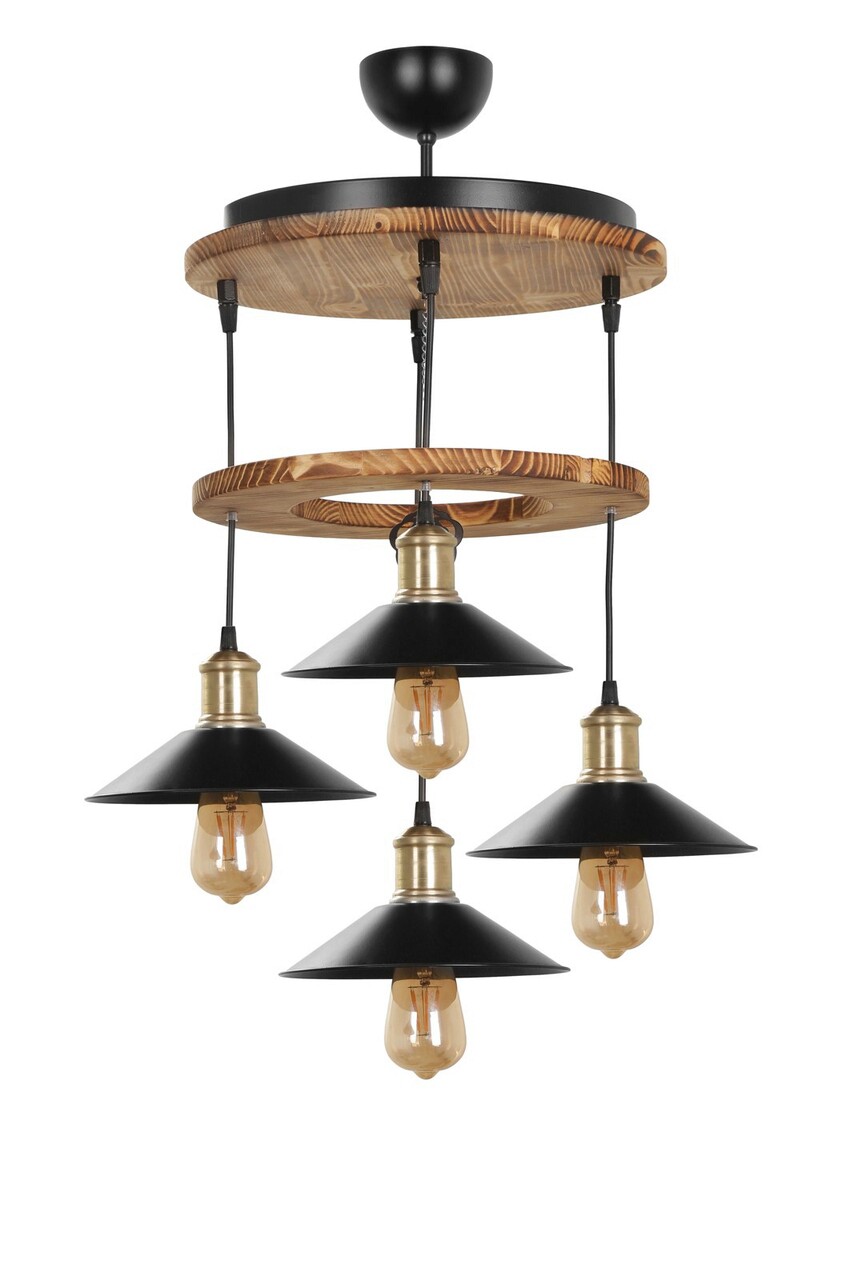 Lustra, Luin, 534LUN3416, Lemn, Maro / Negru