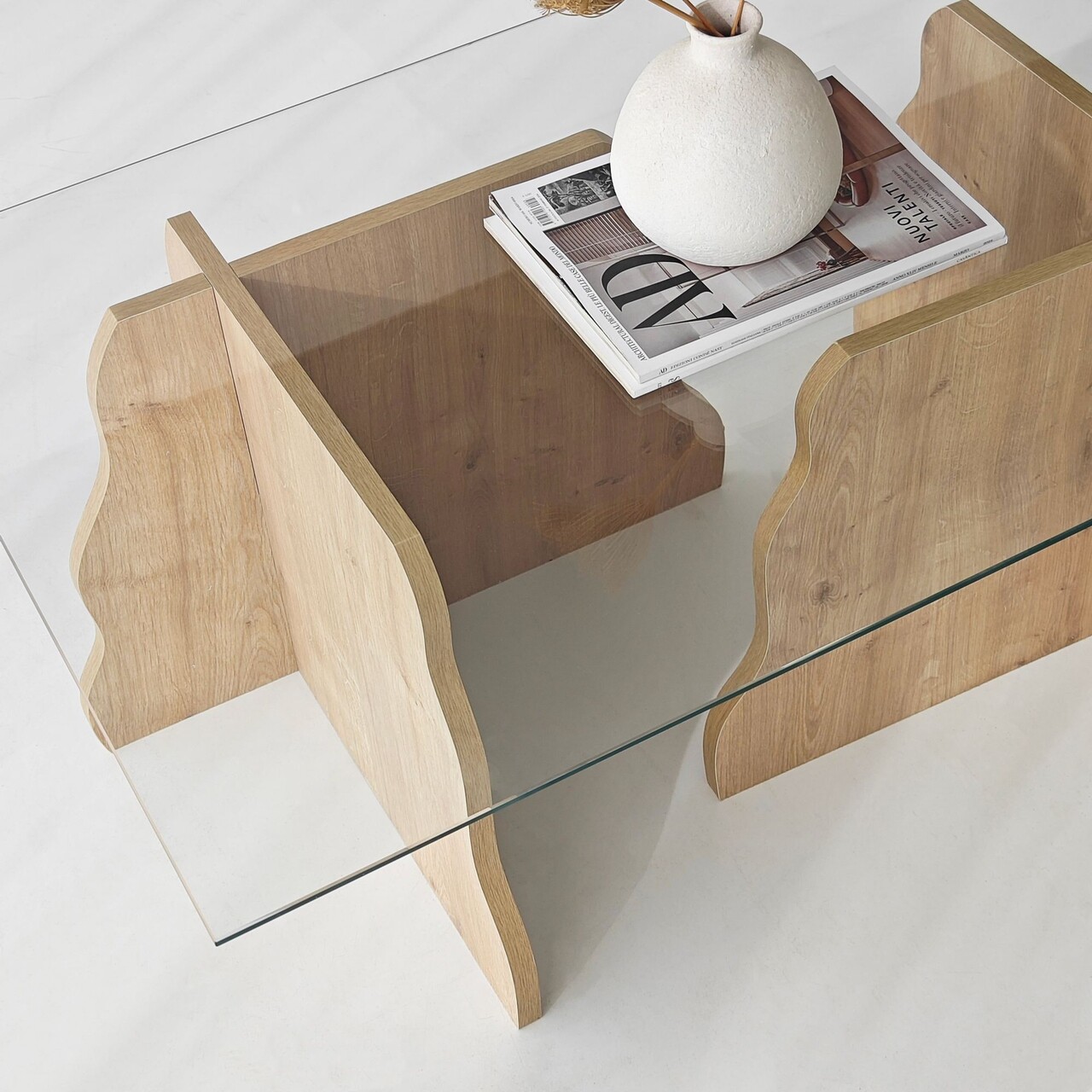 Masuta de cafea, Hanah Home, Canyon, 105x40x65 cm, Stejar Safir / Transparent - view 6
