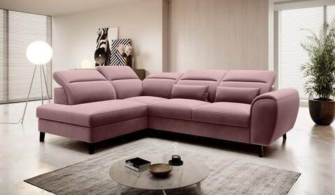 Coltar extensibil stanga 4 locuri ELTAP, LT-24VE, Noble, 255x201x100 cm, lemn/poliester, roz