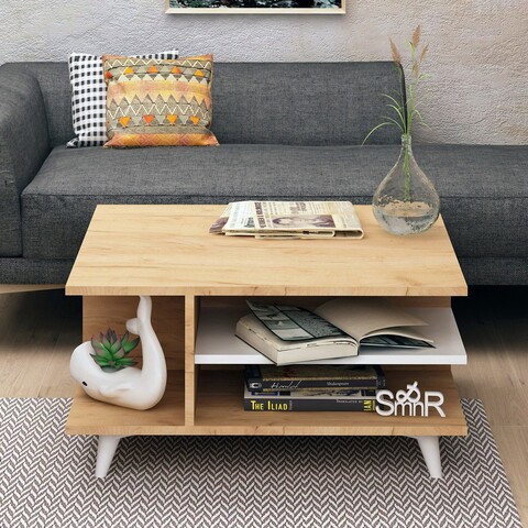 Masuta de cafea, Mod Design, Skull, 80x40x80 cm, Stejar / Alb mezoni imagine noua 2022