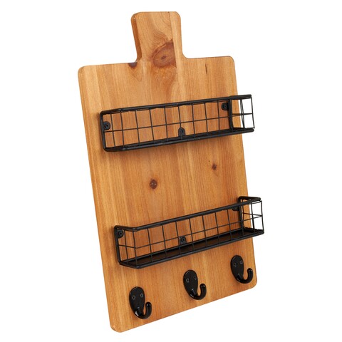 Cuier cu 2 cosuri Creaciones Meng, 23x6.5x38.5 cm, lemn de brad