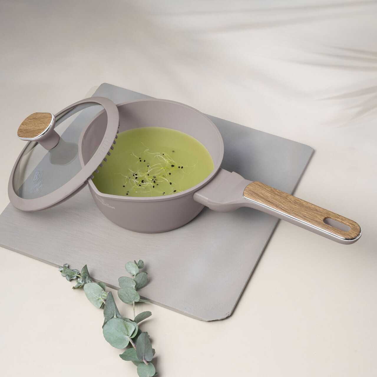 Cratita cu capac Berlinger Haus, Taupe Nordic, 16 cm, 1.2 L, aluminiu forjat, taupe mat/natur - imagine 10