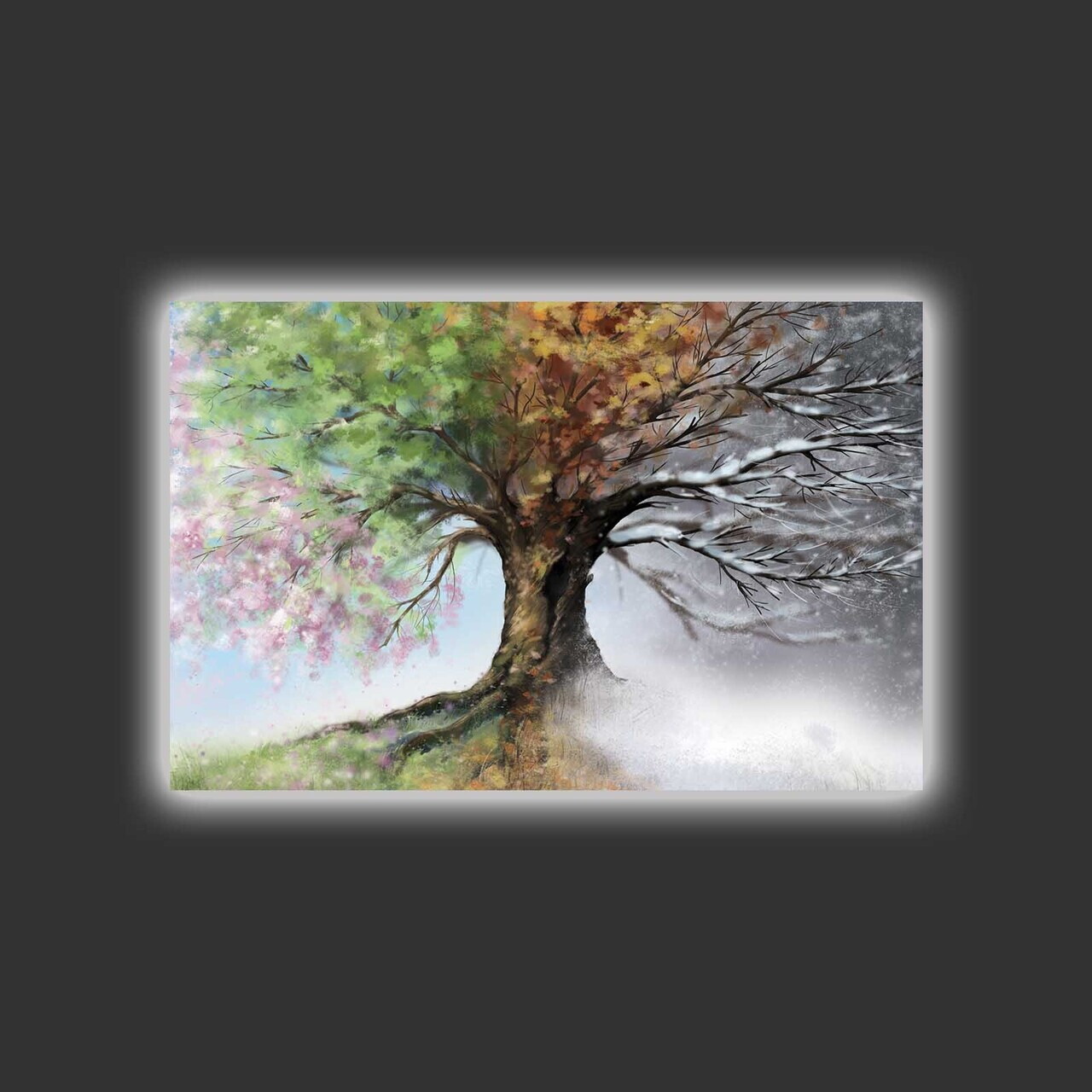 Tablou decorativ cu lumina LED, 4570HDACT-052, PÂNZĂ DIN PIELE ÎNTOARSĂ, Dimensiune: 45 x 70 cm, Multicolor — imaginea 3