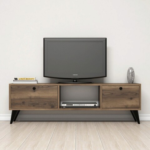 Comoda tv, mezza, serenat 1210, 138x42.6x29.5 cm, nuc / negru