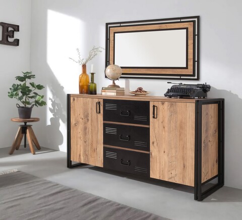 Bufet inferior Cosmo Rio, Sapphire, 160x45x80 cm, natural/negru 160x45x80