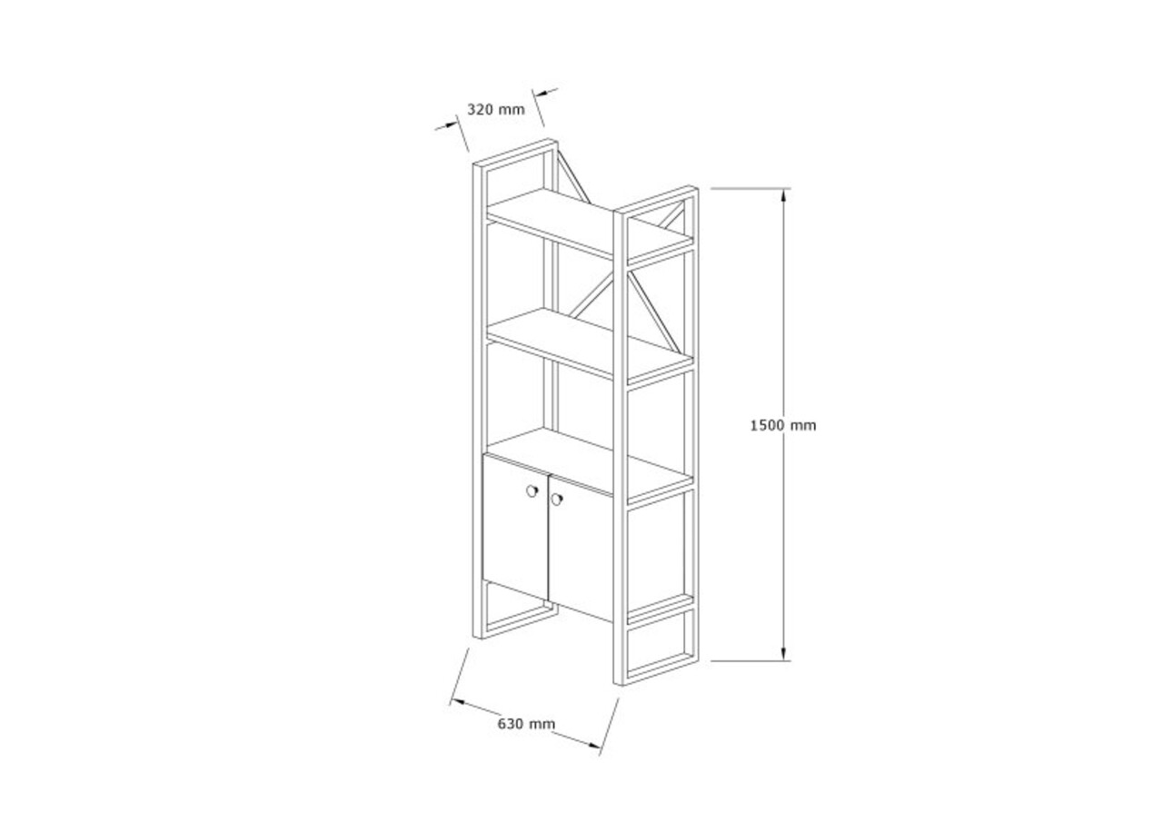 Corp biblioteca, Hanah Home, Milano, 64x160x32 cm, Safir / Negru - view 5
