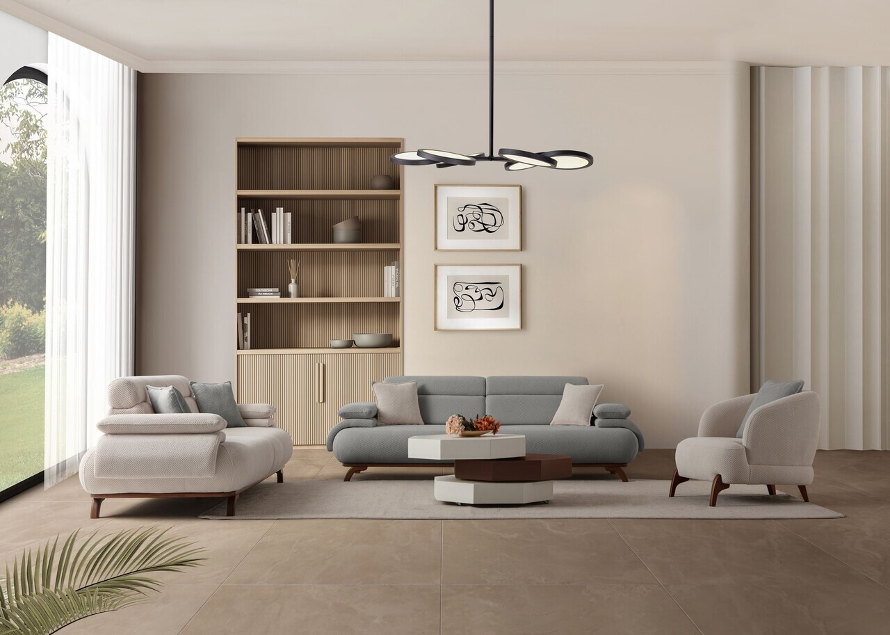 Canapea 3 locuri, Atelier del Sofa, 752EST1147, Lemn de carpen/PAL melaminat, Gri - view 7