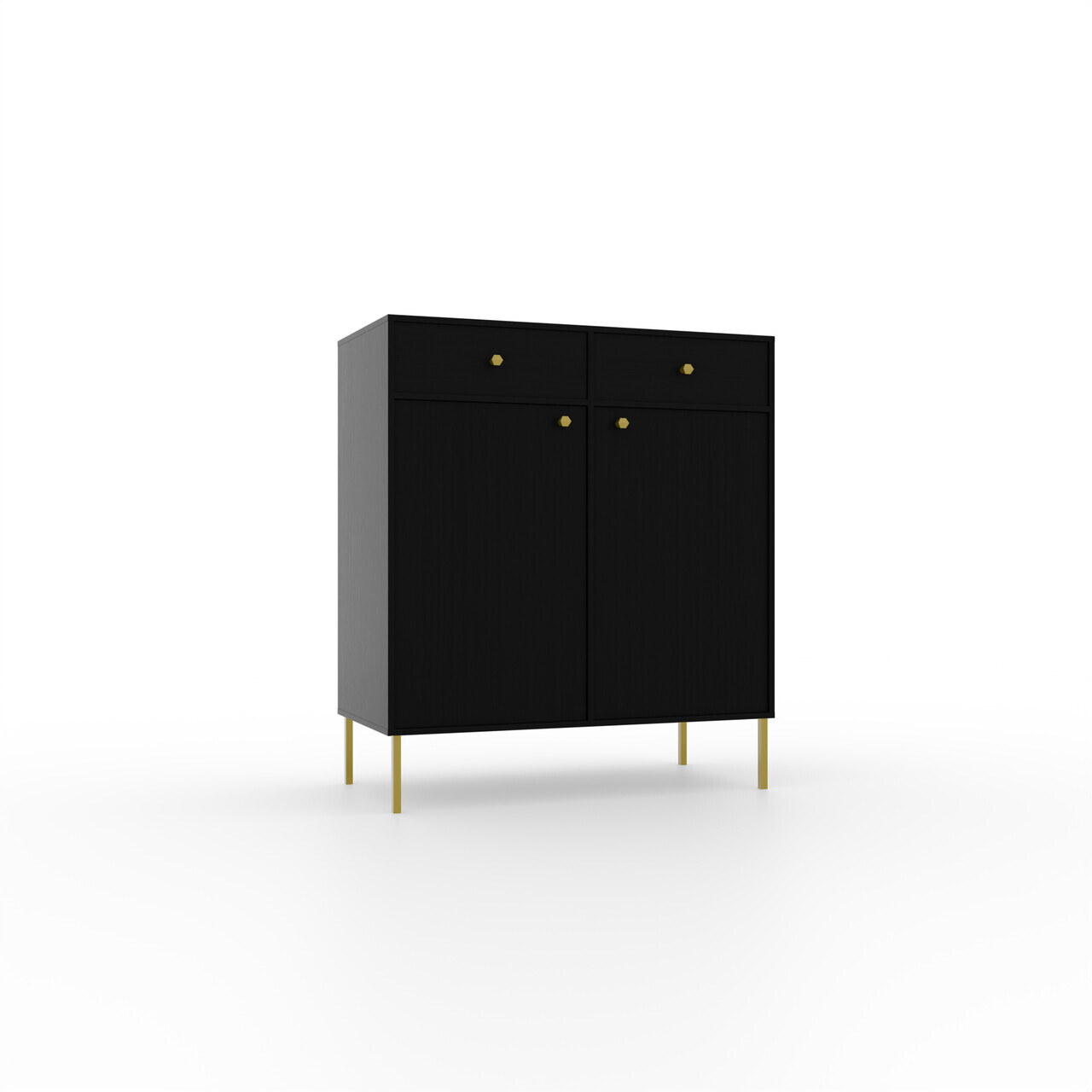 Comoda ADRK, Tili 2D 2S, 83.6x40.8x95 cm, PAL laminat, negru — imaginea 2