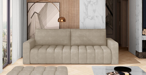 Canapea extensibila 3 locuri ELTAP, Laz17, Lazaro, 247x97x92 cm, lemn/poliester, bej