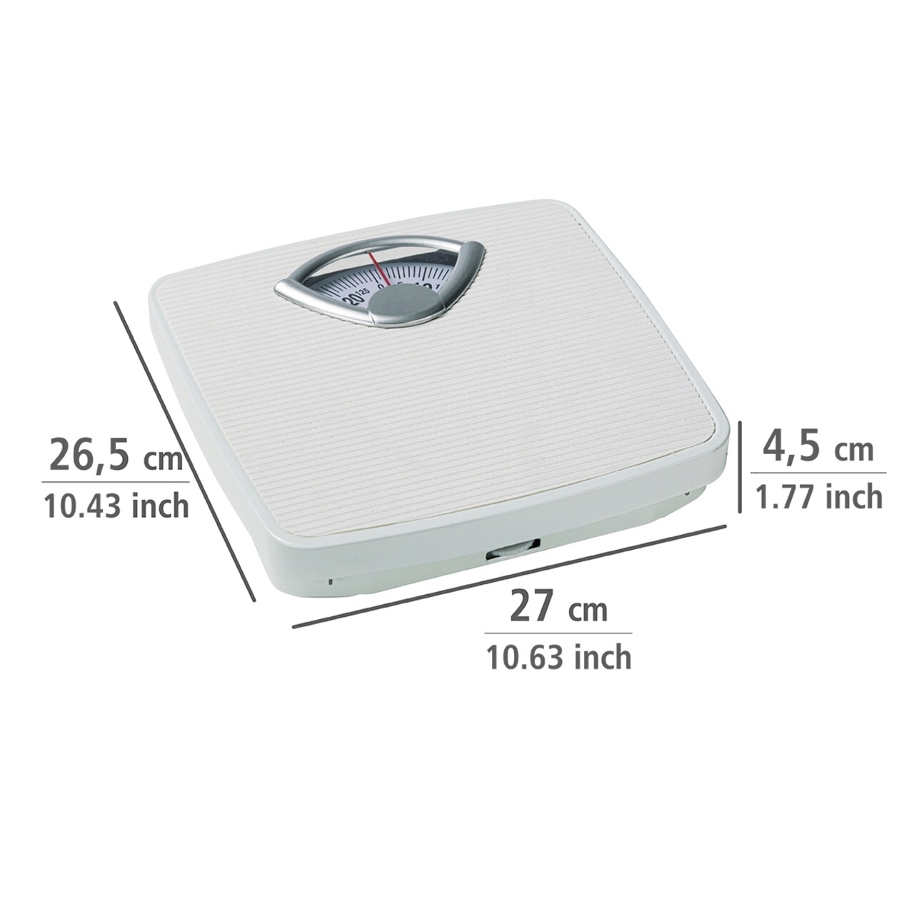 Cantar mecanic pentru persoane, Wenko, Bathroom Scale, 27 x 26.5 x 4.5 cm, metal/plastic, alb - view 2