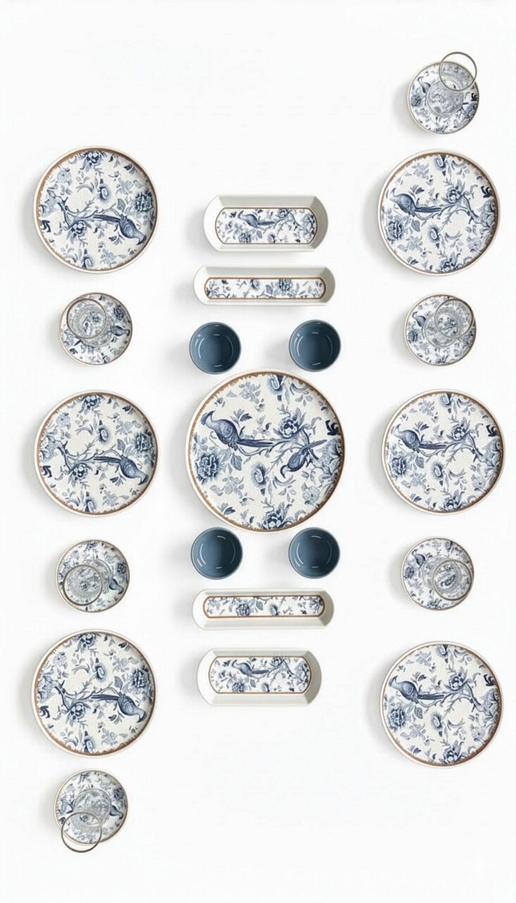 Set de mic dejun (21 de piese), L'essentiel Maison, 759NRE1125, Farfurie de servire: 20 x 20 cm (6 bucăți), Multicolor - view 3