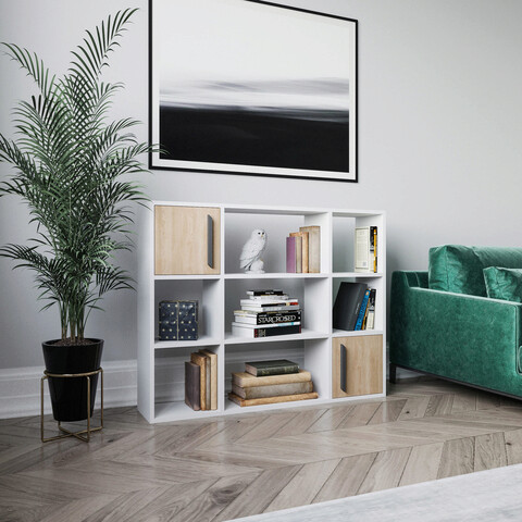 Corp biblioteca, retricy, randall, 120x25x93.6 cm, pal, stejar alb