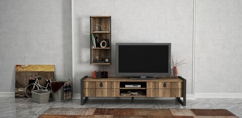 Mobilier pentru living lost, furny home, 2 piese, 184.5x34x45 cm, maro