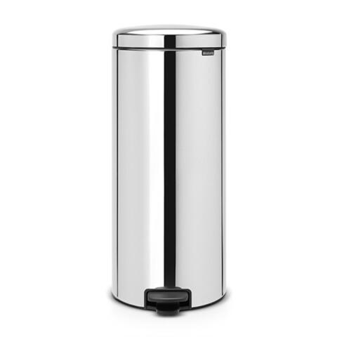 Cos de gunoi cu pedala, Brabantia, NewIcon Brilliant Metal Bucket, 30 L, 38x29.3x67.9 cm, otel, argintiu