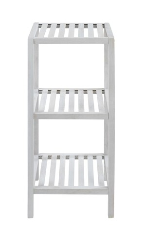 Suport cu 3 rafturi, Wenko, Norway, 36 x 79 x 36 cm, lemn de nuc, alb alb