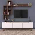 Comoda TV, Rani, M16, 180x48.6x35 cm, PAL, Alb/Maro