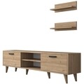 Comoda TV cu 2 rafturi, Wren, M48 - 1044, pal melaminat, nuc