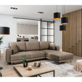 Coltar extensibil dreapta 4 locuri ELTAP, RT-20NU, Dalia, 289x190x95 cm, lemn/poliester, maro deschis