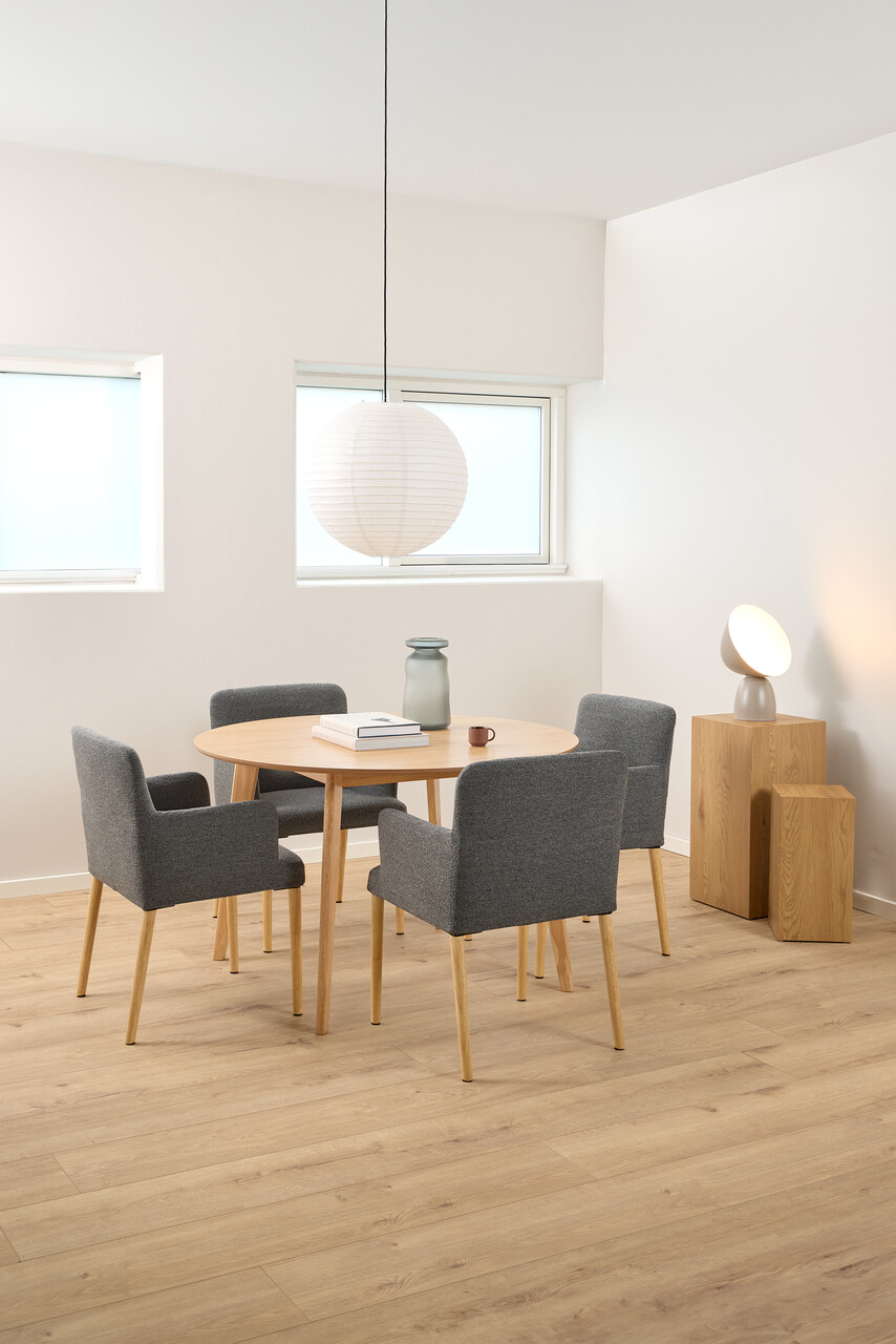 Scaun Zoe, Actona, 56x60x83 cm, tesatura Boucle/lemn de cauciuc, antracit - view 6