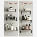 Set 3 rafturi de perete, Vasagle, Industrial Design, 40 cm/35 cm/30 cm, PAL/otel, gri