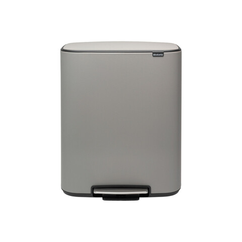 Cos de gunoi cu pedala, Brabantia, Bo Pedal, 2x30 L, 36.3x54.1x65.2 cm, otel, gri
