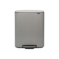 Cos de gunoi cu pedala, Brabantia, Bo Pedal, 2x30 L, 36.3x54.1x65.2 cm, otel, gri