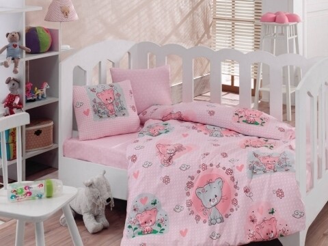 Lenjerie de pat pentru copii, 4 piese, 100% bumbac ranforce, Cotton Box, Cats