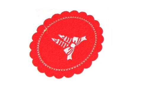 Set 6 suporturi pentru pahare bow, mercury, Ø10 cm, fetru, rosu