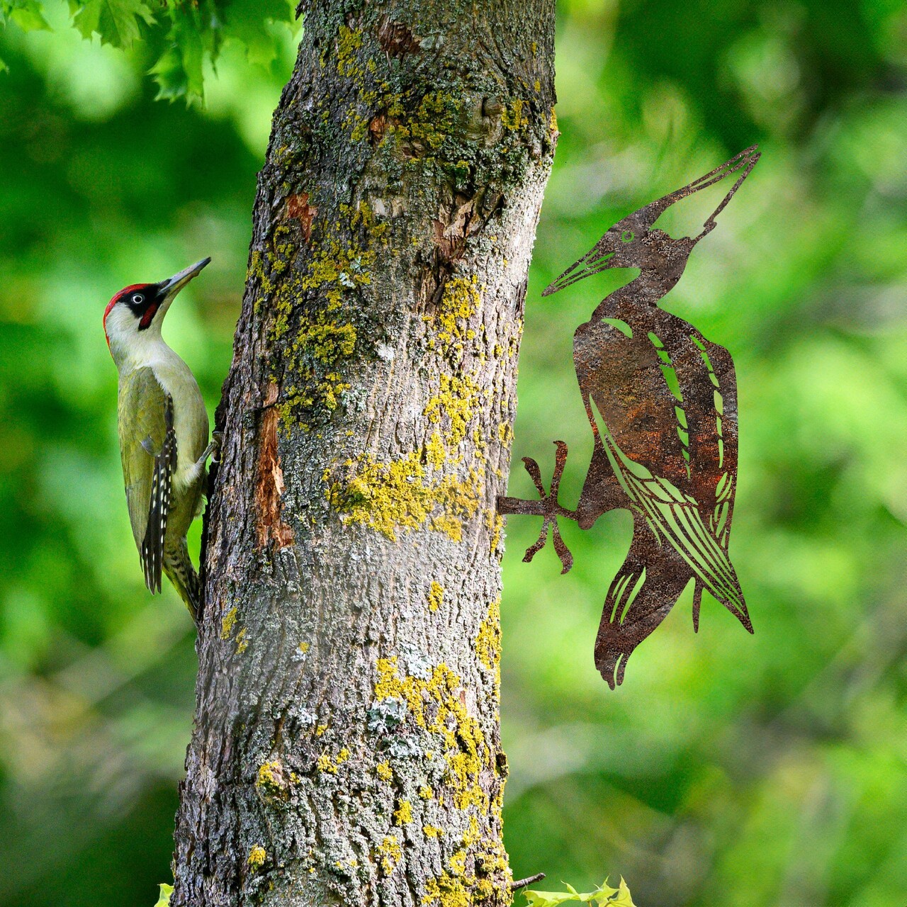 Obiect decorativ de grădină, Bird On The Branch 10, 22x40 cm, Maro - imagine 2