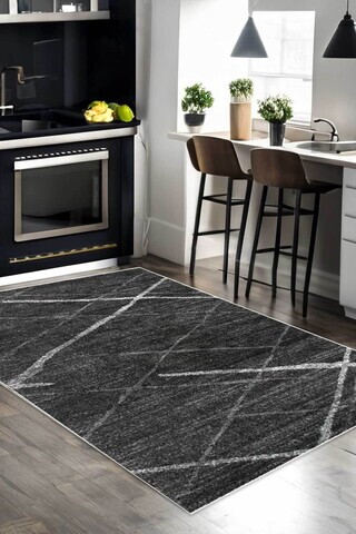 Covor, CLR-5080-57, 80x300 cm, Poliester, Antracit
