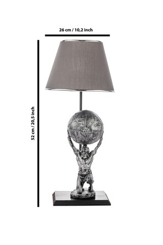 Lampa de masa, FullHouse, 390FLH1943, Baza din lemn, Argintiu / Antracit