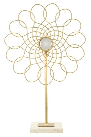 Decoratiune Ring, Mauro Ferretti, 25.5x10x39.5 cm, fier/marmura, auriu Mauro Ferretti