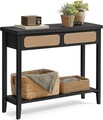Consola cu 2 sertare Vasagle, Boho Chic, 100x30x80 cm, PAL/MDF, negru