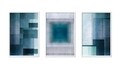 Set 3 tablouri Abstract, Heinner, 40x60 cm, plastic/MDF, albastru