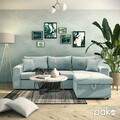 Coltar extensibil reversibil Lilian, Pakoworld, 225x148x81 cm, textil, menta