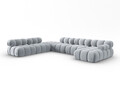 Coltar panoramic modular stanga 7 locuri, Bellis-51, Micadoni Home, 376x282x70 cm, catifea, albastru deschis