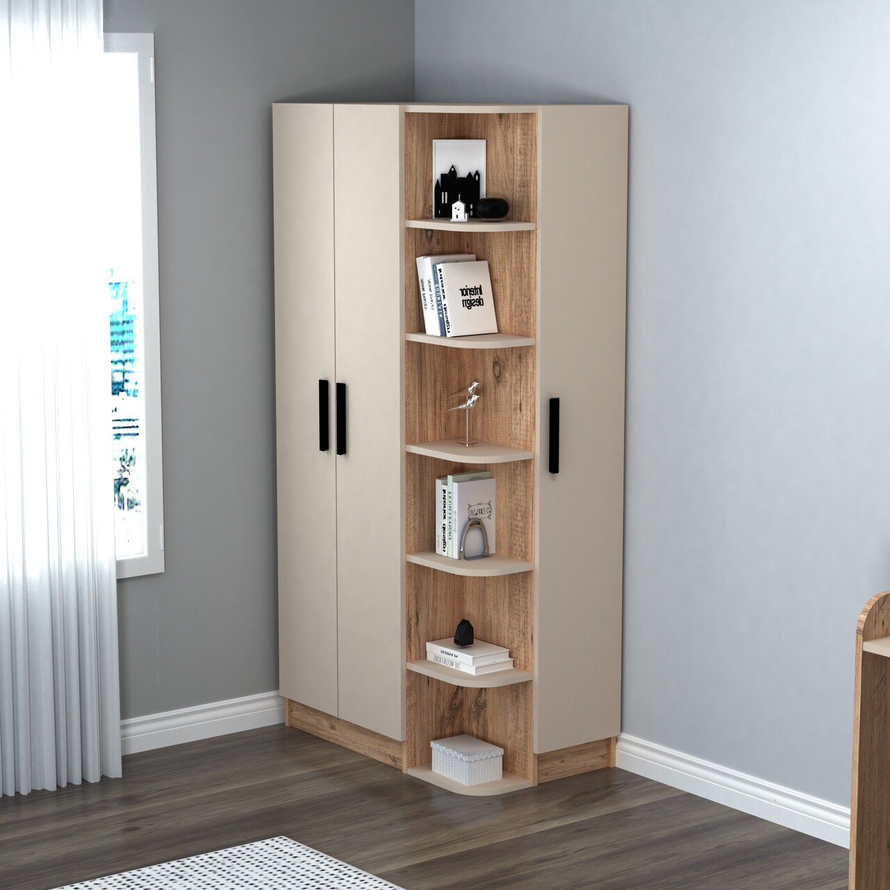 Dulap pentru haine, Arnetti, Luses, 90x181.8x50 cm, PAL, Pin Atlantic / Bej - 1 | YEO