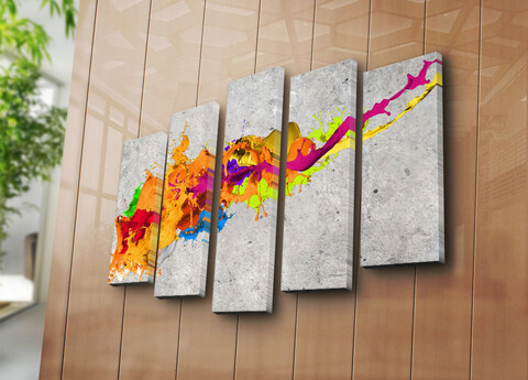Set 5 tablouri decorative, 5PATK-220, Canvas, 19 x 70 cm, Multicolor Canvart