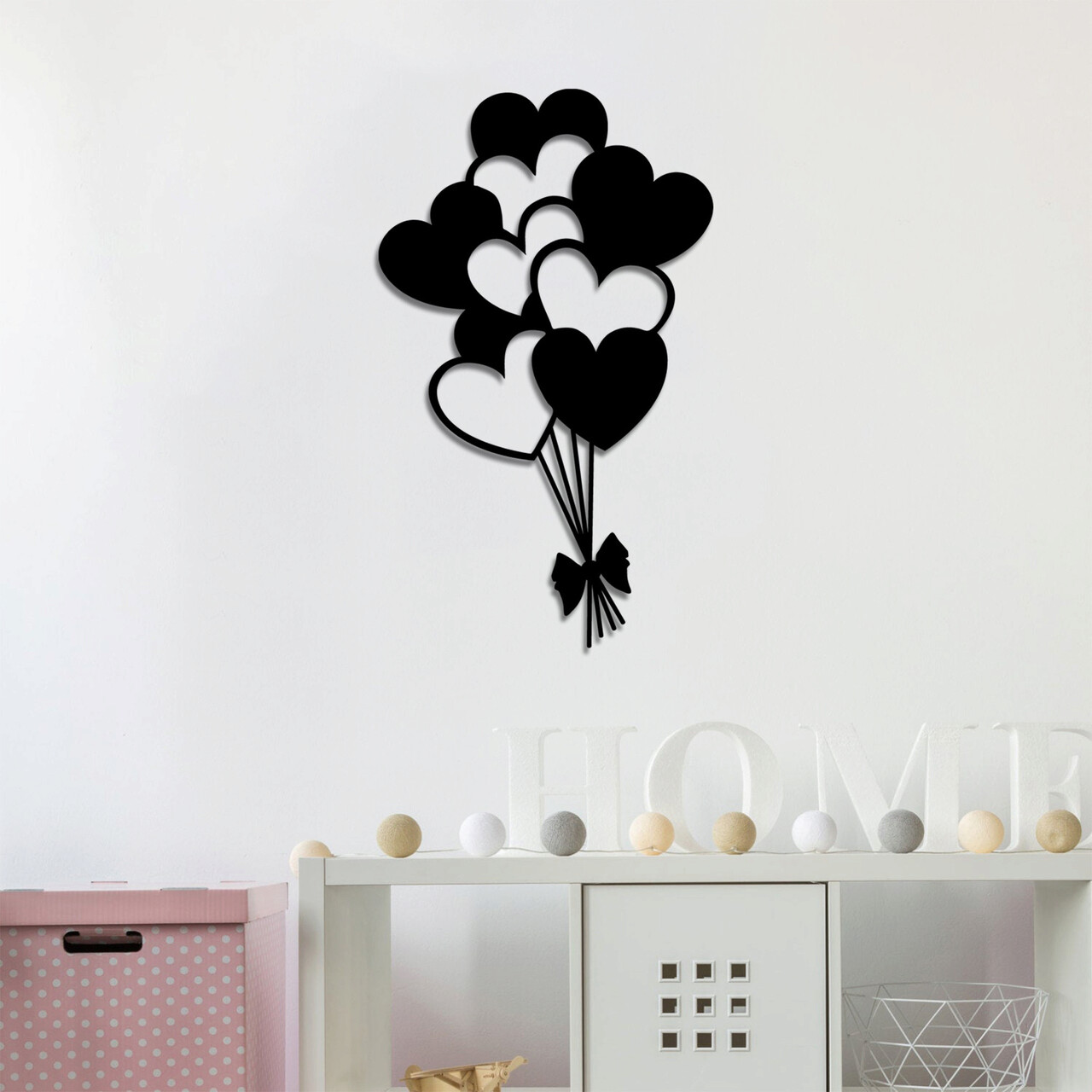 Decoratiune de perete, Balloons, Dimensiune: 21 x 35 cm, Negru