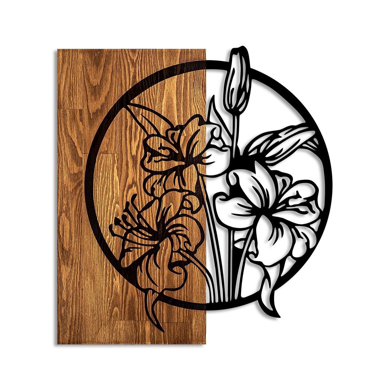 Decoratiune de perete, Flowers, Dimensiuni: 53 x 57 cm, Nuc / Negru - view 5