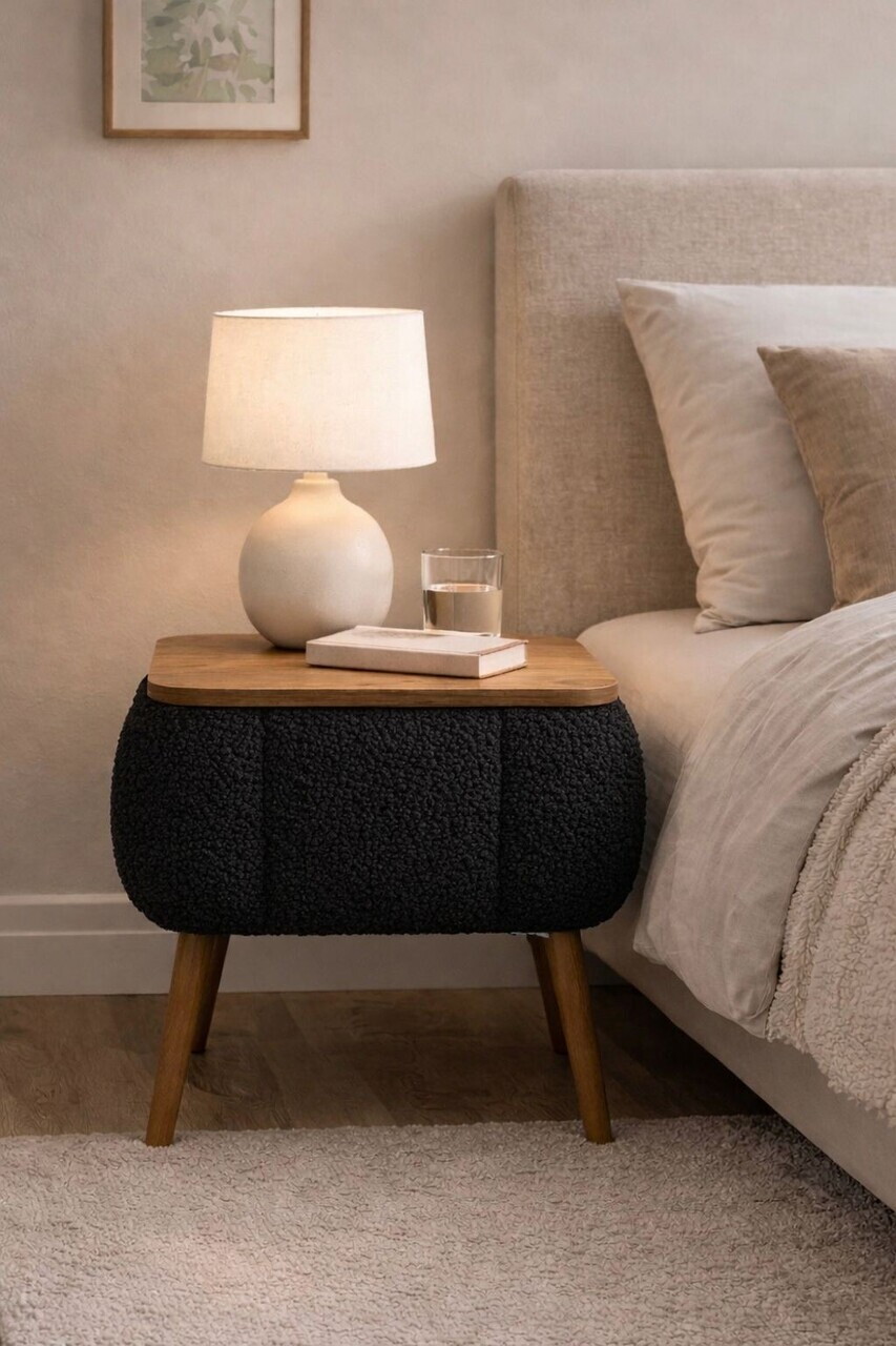 Noptiera, Hanah Home, Lina, 50x45x40 cm, Negru — imaginea 3