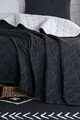 Set cuvertura de pat dubla 3 piese, Solid - Black, Grey, Eponj Home, 65% bumbac/35% poliester