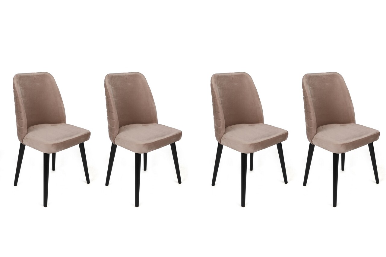 Set scaune 4 piese, Nmobb, Tutku-304 V4, Metal, Bej/Negru