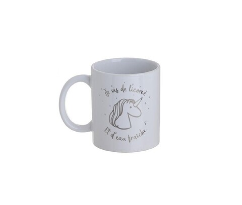 Cana Unicorn, InArt, 350 ml, ceramica, alb/argintiu